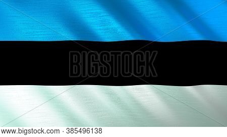 The Waving Flag Of Estonia. High Quality 3d Illustration. Perfect For News, Reportage, Events.