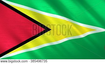 The Waving Flag Of Guyana. High Quality 3d Illustration. Perfect For News, Reportage, Events.