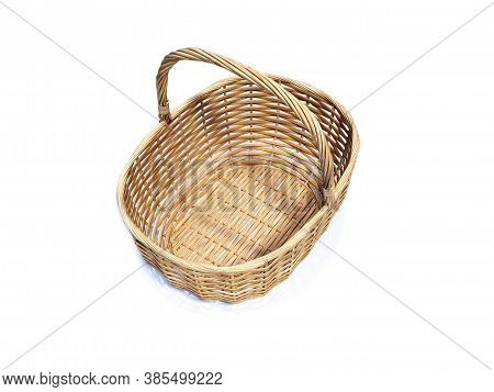 Wicker Basket Handmade Isolate On White Background