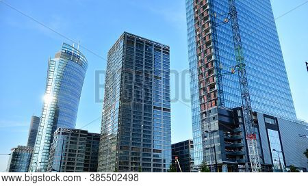Warsaw, Poland. 14 September 2020. Roundabout Daszynski. New Skyscrapers In The Financial District O