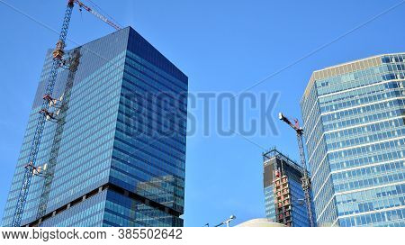 Warsaw, Poland. 14 September 2020. Roundabout Daszynski. New Skyscrapers In The Financial District O