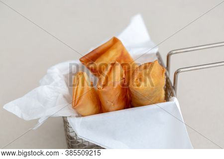 Delicious Fried And Crispy Spring Rolls. Close Up. 
In Brazil Called The Spring Roll