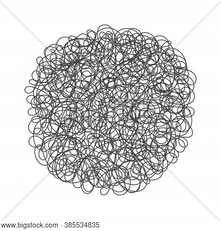 Tangled Chaos Abstract Hand Drawn Messy Scribble Ball Vector Illustration. Random Chaotic Dynamic Sc