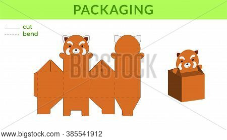 Adorable Diy Party Favor Box For Birthdays, Baby Showers With Red Panda For Sweets, Candies, Small P