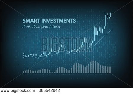 Smart Investments For Your Future Banner Concept. Trading Candlestick Chart, Positive Dynamics Of Gr