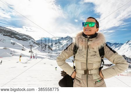 Young Adult Beautiful Happy Attractive Caucasian Smiling Hiker Woman Leaping Jumping High Like Star 