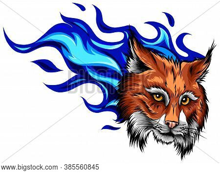 Lynx Animal Face. Vector Eurasian Lynx Cat Head Portrait.