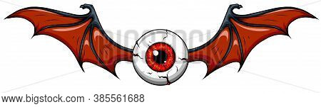 Vector Illustration Of Tattoo Flying Eyeball Design