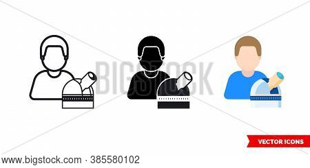 Astronomer Stargazer Icon Of 3 Types Color, Black And White, Outline. Isolated Vector Sign Symbol.