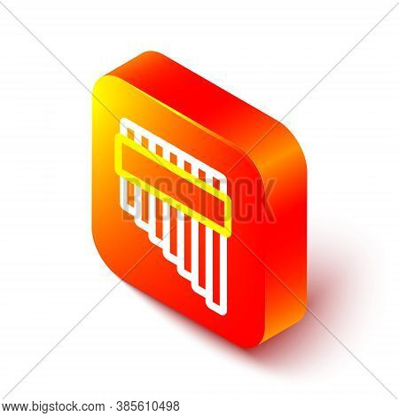 Isometric Line Pan Flute Icon Isolated On White Background. Traditional Peruvian Musical Instrument.