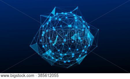 Abstract 3D Sphere. Sphere Particles. Global Network Connection. Futuristic Technology Style. Big Da