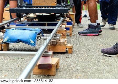 Filming Crew, Close Up Of Camera Dolly , Film Industry Equipment