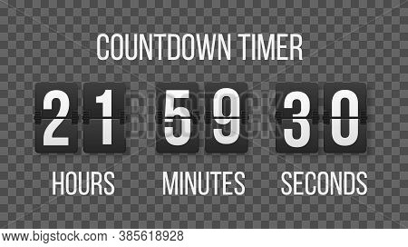 Time Remaining Countdown Flip Board With Scoreboard Of Day, Hour, Minutes And Seconds. Digital Count