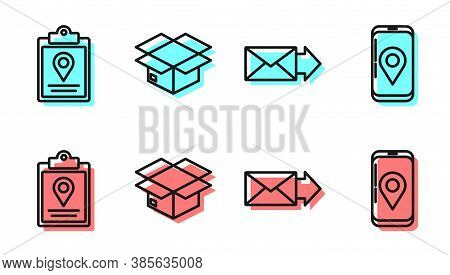 Set Line Envelope, Document Tracking Marker System, Carton Cardboard Box And Mobile With App Deliver