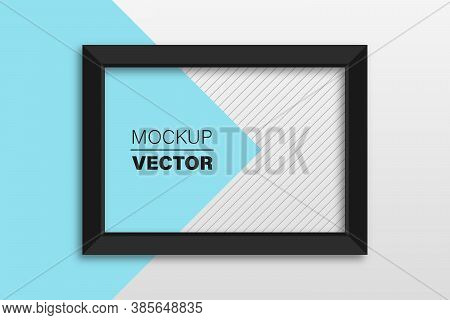 Mockup. Flat Lay Of Black Frame. Frame Mockup Template On Isolated White Background. Black White And