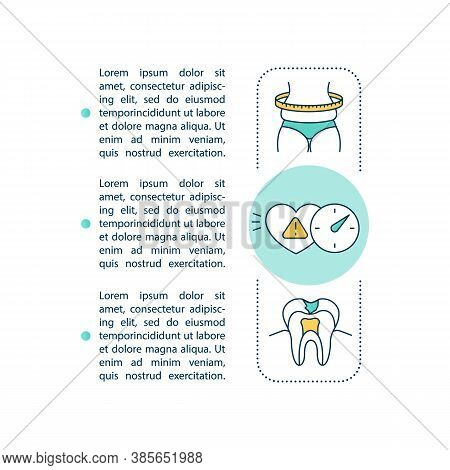 Energy Drinks Risks Concept Icon With Text. Adiposity, Arrhythmia And Ruin Teeth. Ppt Page Vector Te