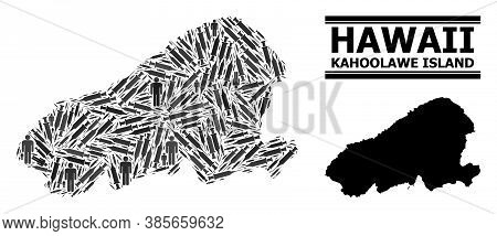 Vaccine Mosaic And Solid Map Of Kahoolawe Island. Vector Map Of Kahoolawe Island Is Designed Of Vacc