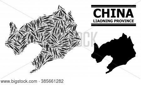 Covid-2019 Treatment Mosaic And Solid Map Of Liaoning Province. Vector Map Of Liaoning Province Is O