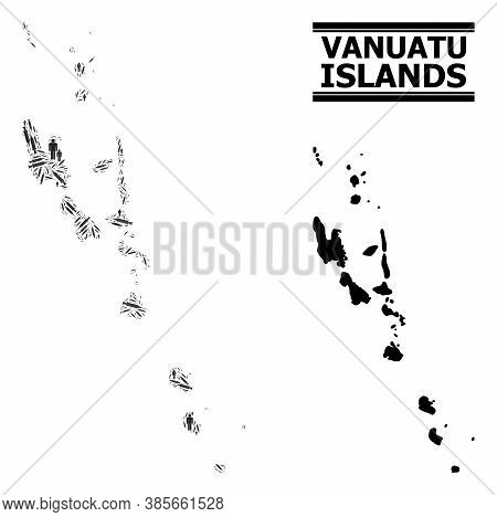 Virus Therapy Mosaic And Solid Map Of Vanuatu Islands. Vector Map Of Vanuatu Islands Is Formed From 