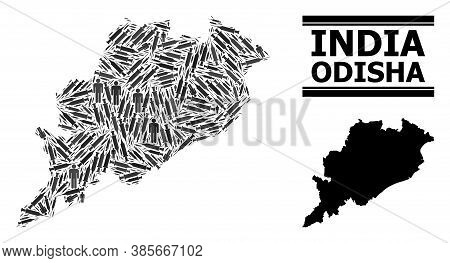 Vaccine Mosaic And Solid Map Of Odisha State. Vector Map Of Odisha State Is Designed Of Inoculation 