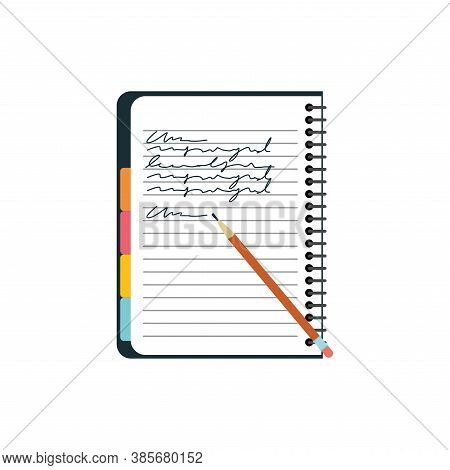 Isolated Notebook With Notes. School And Office Suplies - Vector