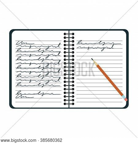 Isolated Notebook With Notes. School And Office Suplies - Vector