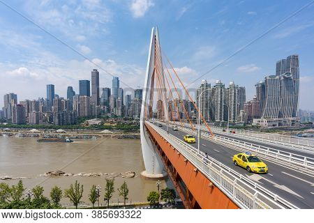 Chongqing, China - Sep 2, 2019: Skypscrapers In Downtown Disctrict Of Chongqing City In China