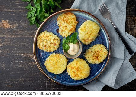 Hashbrown, Hash Brown Potatoes Fried Pancakes, Traditional American Cuisine.