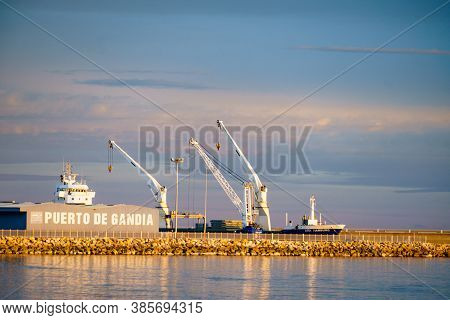 Gandia, Spain - November 29, 2019: Gandia Sea Port, Valencia Spain.