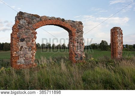 City Smiltene, Latvia.old Brick Stonehenge And Park.travel Photo.13.09.2020