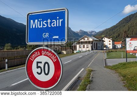 Mustair, Switzerland - September 8, 2020: Mustair Is A Village In A Swiss Canton Graubunden, Known F