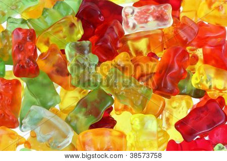 Hintergrundfoto: Auswahl an bunten fruchtigen Gummibärchen