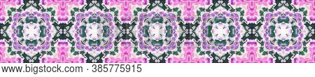 Indian Native American Pattern. Pink And Blue Seamless Texture. Seamless Tie Dye Illustration. Ethni