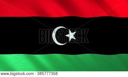 The Waving Flag Of Libya. High Quality 3d Illustration. Perfect For News, Reportage, Events.