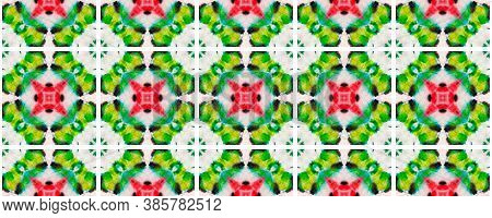 Ethnic Aztec Pattern. Black, Green Seamless Texture. Repeat Tie Dye Illustration. Ikat Persian Print