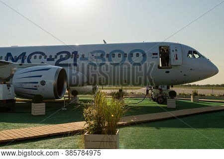 August 30, 2019. Zhukovsky, Russia. Promising Russian Medium-range Narrow-body Passenger Aircraft Ir