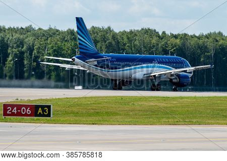 July 2, 2019, Moscow, Russia. Airplane Airbus A320-200 Azal Azerbaijan Airlines At Vnukovo Airport I