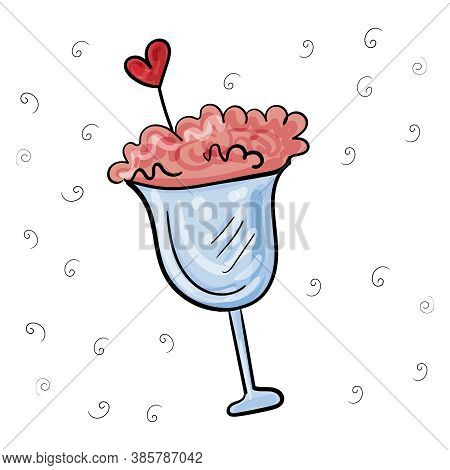 Dessert Illustration, Vector Doodle Illustration On Transparent Or White Backgrounds.