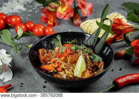 Japanese Food: Glass Noodles With Chicken And Vegetables