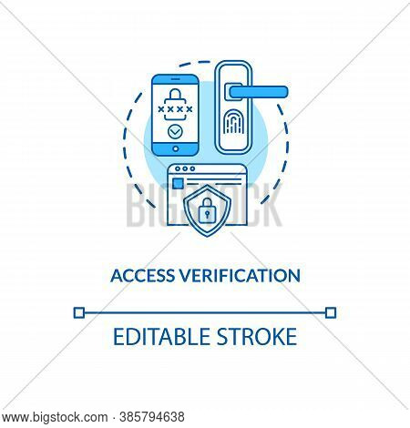 Access Verification Concept Icon. Information Access Check. Cyber Data Privacy. Way To Use Biometric