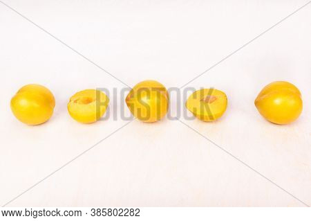 Yellow Plum Fruit On The White Background Isolated