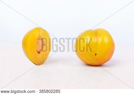 Yellow Plum Fruit On The White Background Isolated
