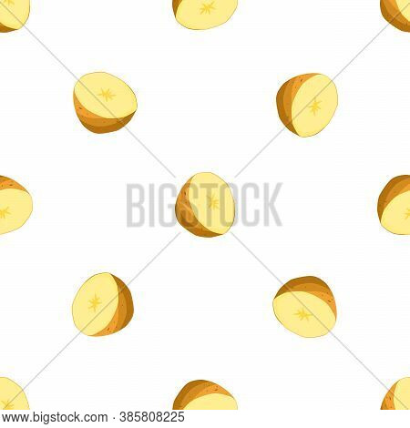 Illustration On Theme Of Bright Pattern Brown Potato, Vegetable Batat For Seal. Vegetable Pattern Co