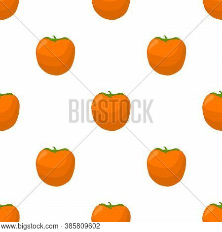 Illustration On Theme Big Colored Seamless Persimmon, Fruit Pattern For Seal. Fruit Pattern Consisti