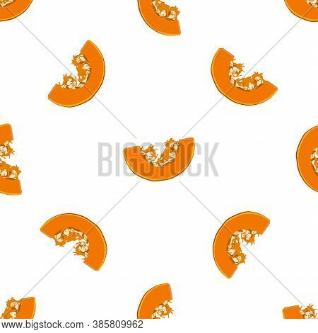 Illustration On Theme Of Bright Pattern Yellow Pumpkin, Vegetable Gourd For Seal. Vegetable Pattern 