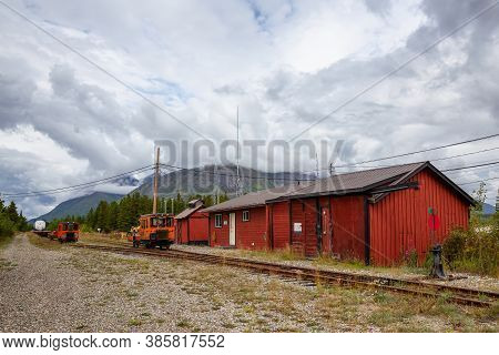 Carcross, Yukon, Canada - August 23, 2020: Historic Railroad Station In A Small Touristic Town.