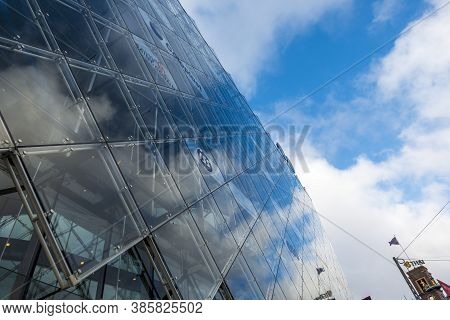Copenhagen, Denmark - Oct 18, 2018: Wide Angle Upward Perspective View Of The Industriens Hus Buildi