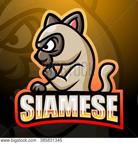 Vector Illustration Of Siamese Mascot Esport Logo Design