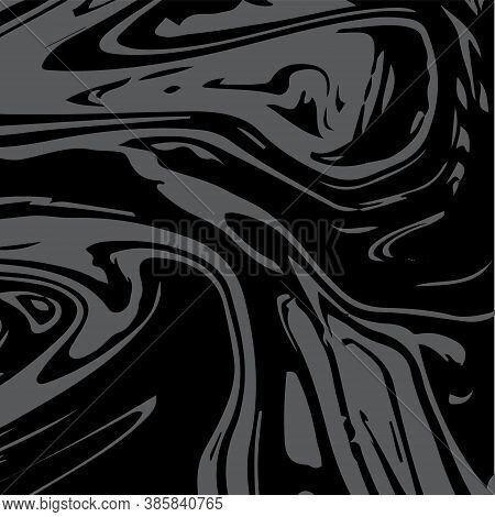 Gray Marble Texture, Vector Square Ink Wash Background. Fluid Paint Suminagashi Trendy Pattern For I
