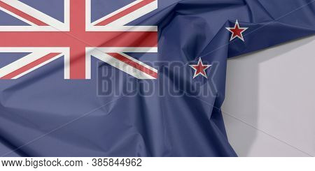 New Zealand Fabric Flag Crepe And Crease With White Space, A Blue Ensign With The Southern Cross Of 